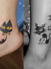 美女小腿可爱卡通猫咪纹身图