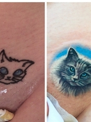 两款可爱的猫脸纹身图片女生小清新纹身