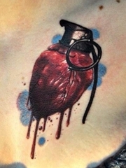 个性的心脏手雷纹身图案