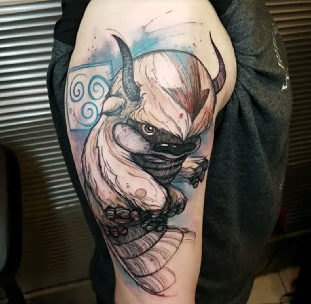 点击大图看下一张：动漫人物的纹身水彩卡通纹身小图案