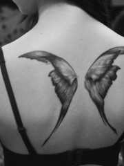 美女背部个性蝴蝶翅膀纹身图片