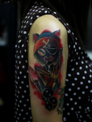 狂野猫星人海盗手臂纹身