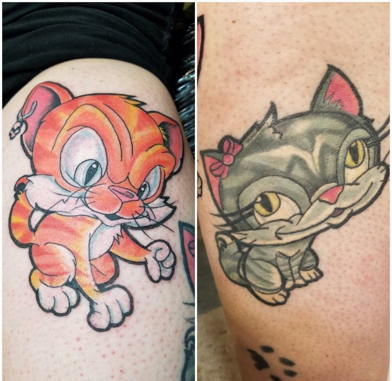 点击大图看下一张：可爱的彩色纹身动物小猫纹身卡通纹身小图片