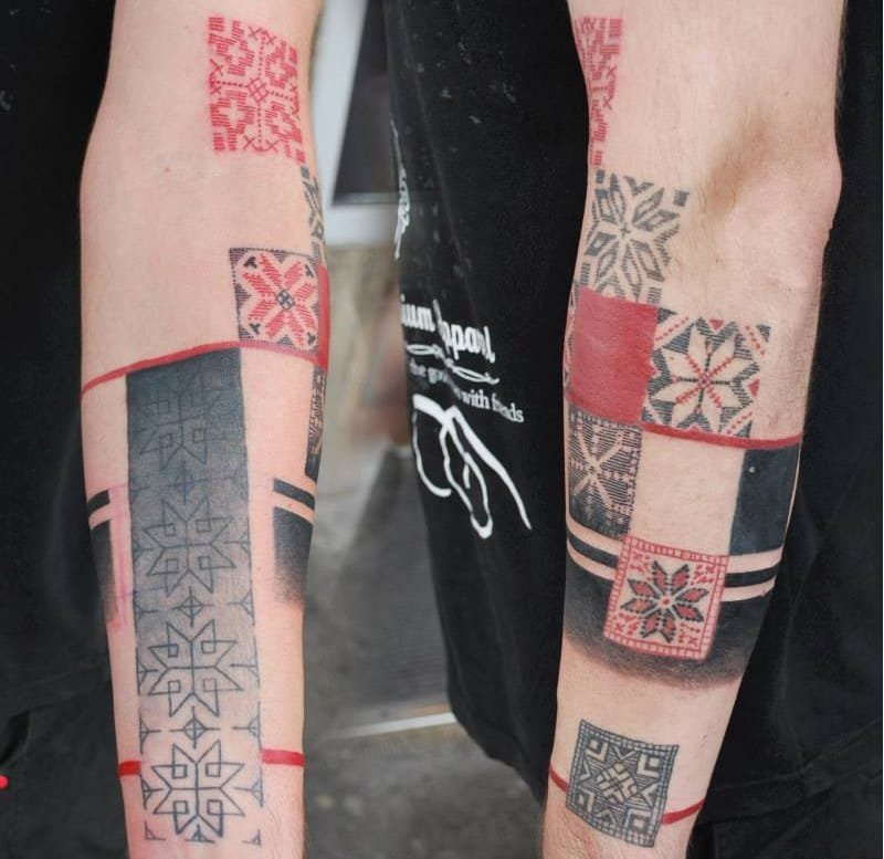 点击大图看下一张:女性精致彩绘纹身几何纹身和小清新植物纹身图案