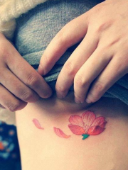 美女胸部小樱花时尚纹身图片