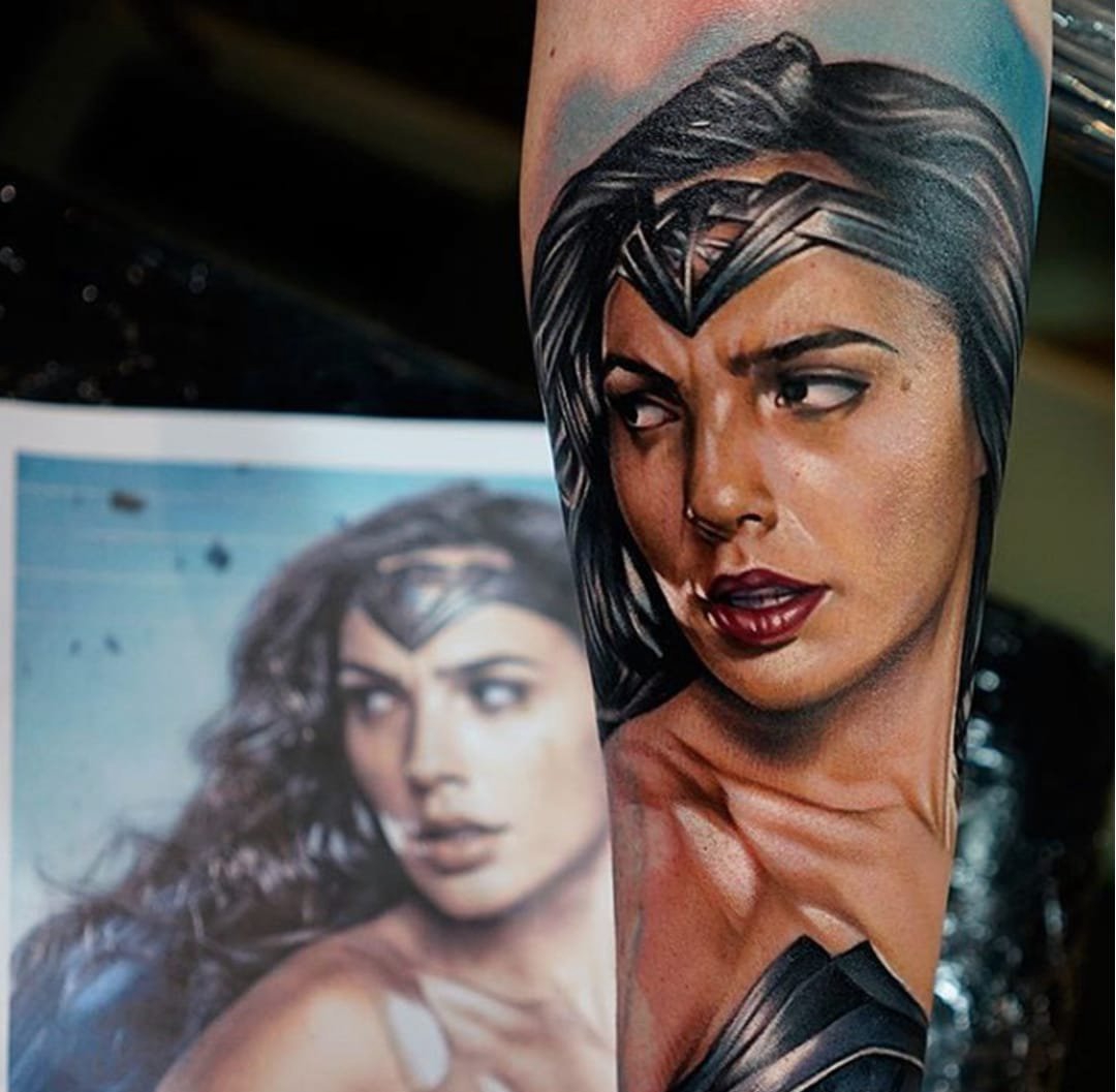 点击大图看下一张：卡通彩色纹身动漫人物神奇女侠漫画纹身图案