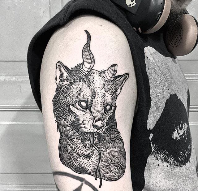 点击大图看下一张：可爱的小黑猫纹身水彩猫脸纹身动物图案纹身