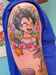 日本动漫人物的纹身彩色的贝吉塔纹身图片