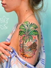 漂亮的彩色纹身动物和植物纹身小花朵纹身图案