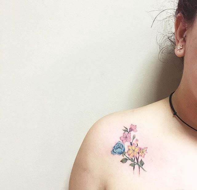 点击大图看下一张：女神纹身小清新植物纹身小花朵纹身图案大全图片