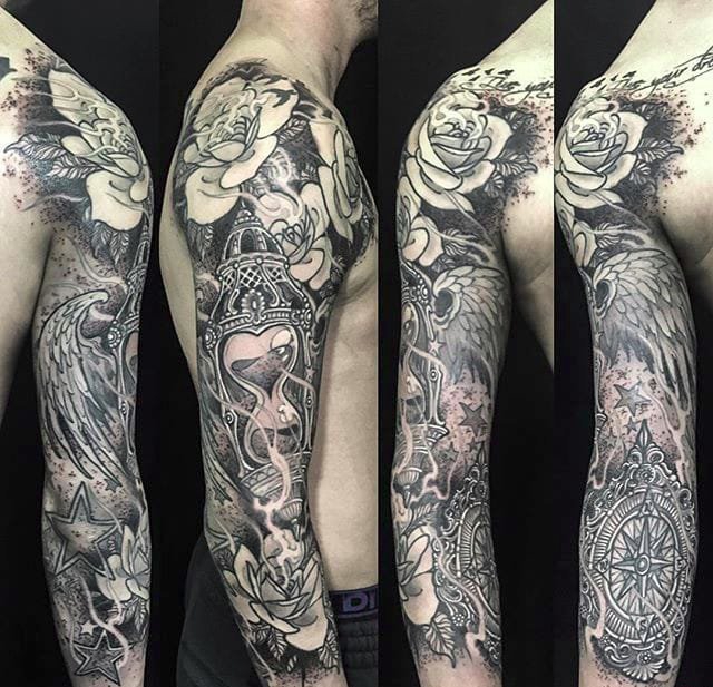 点击大图看下一张：多款漂亮帅气的花臂纹身图片