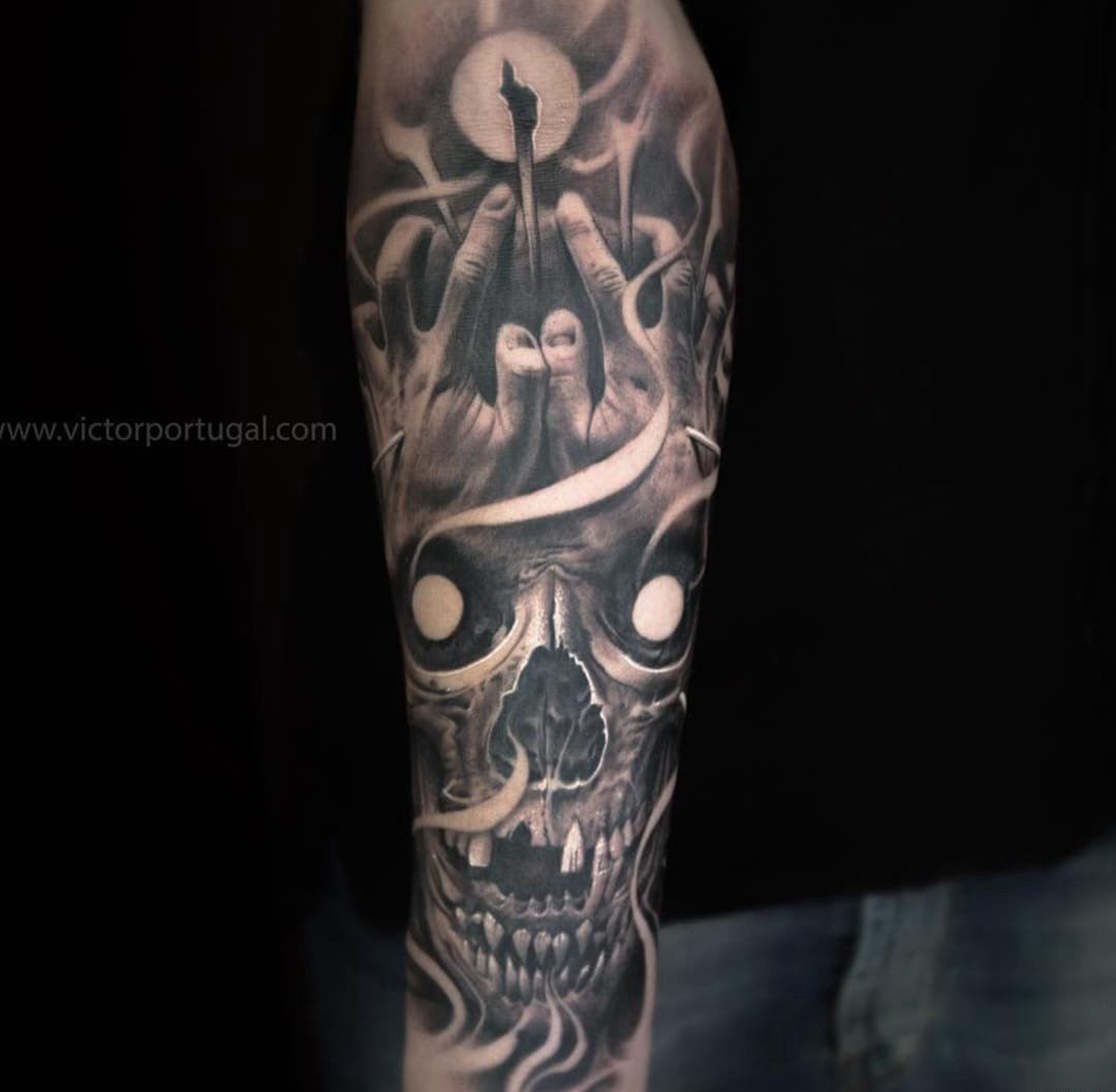 点击大图看下一张：世界上最恐怖的纹身人物肖像纹身妖魔鬼怪纹身图案