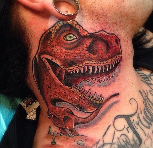 点击大图看下一张：德国恐龙纹身眼镜蛇和卡通鳄鱼纹身水彩动物图案纹身