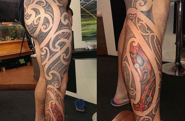 点击大图看下一张：男士纹身图腾黑色手臂线条纹身几何元素纹身图案