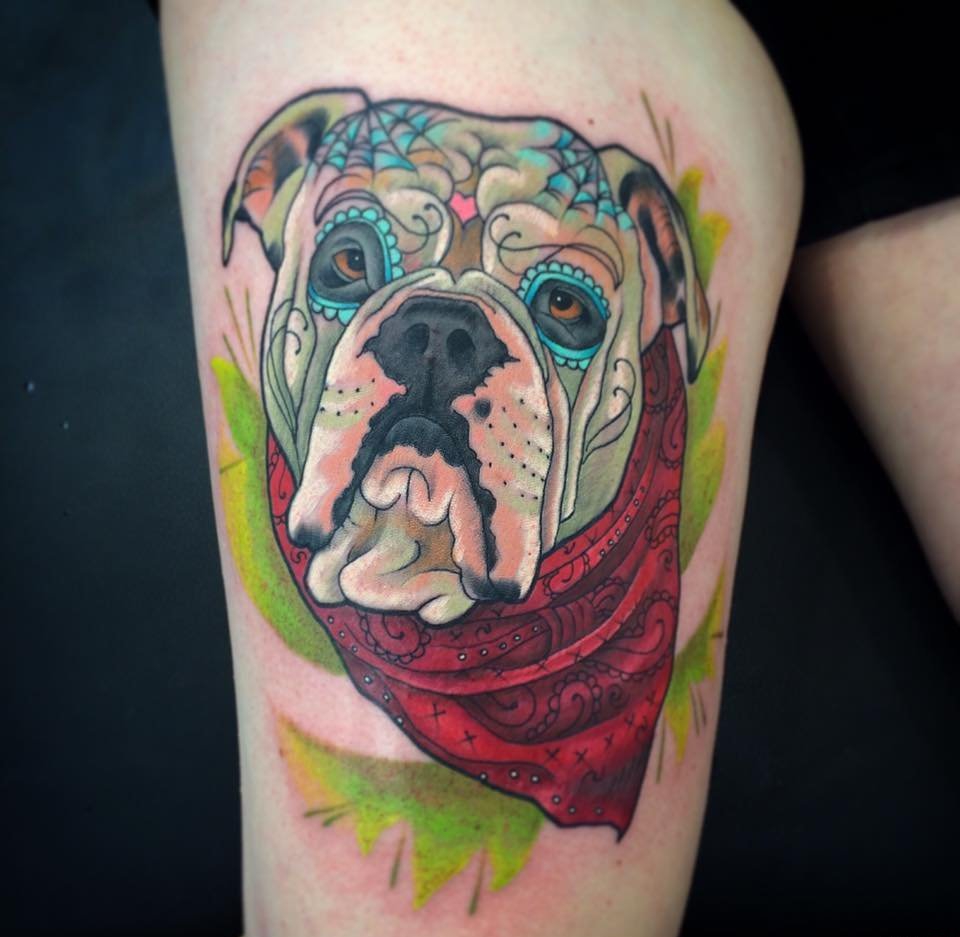 点击大图看下一张：男性时尚纹身彩色霸气的新传统纹身动物图案纹身