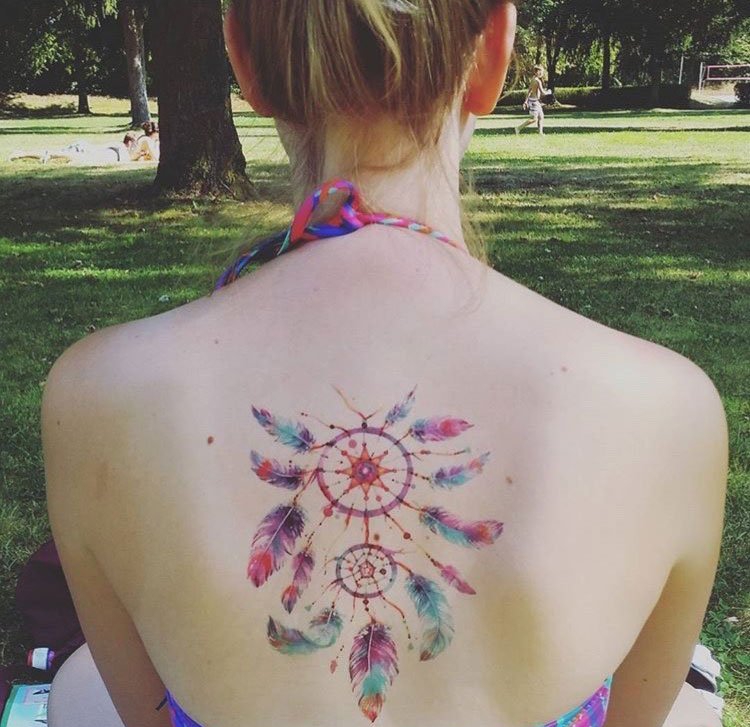 点击大图看下一张：31款几何纹身点刺技巧印第安风格纹身捕梦网纹身图