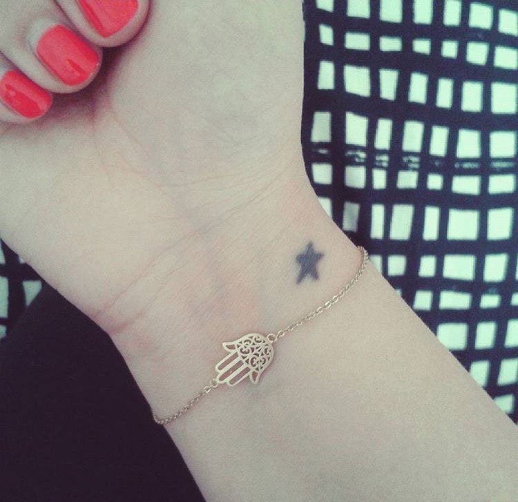 点击大图看下一张：女神纹身小清新创意情侣纹身闺蜜纹身五角星图案