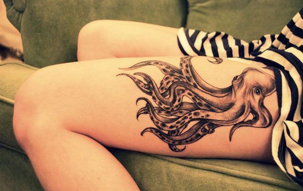 点击大图看下一张：多款精美的大章鱼和船锚的纹身图案