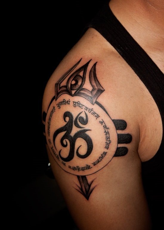 点击大图看下一张：黑色的个性的酷酷的梵文纹身式样图腾纹身图案