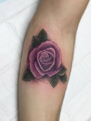 手臂唯美紫色玫瑰创意纹身图案