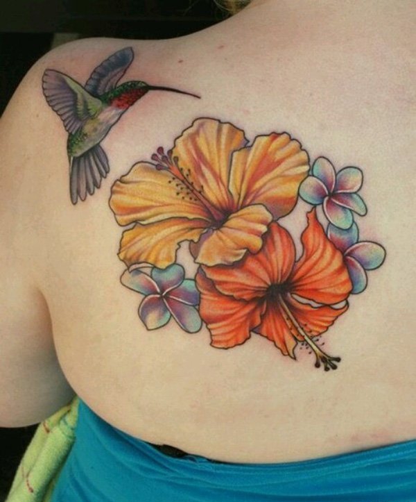 点击大图看下一张：彩色植物颜料纹身女性喜欢的一组漂亮的花卉纹身图案