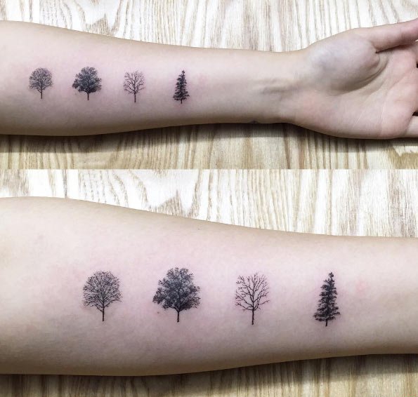 点击大图看下一张：各种帅气的树图案纹身图片欣赏