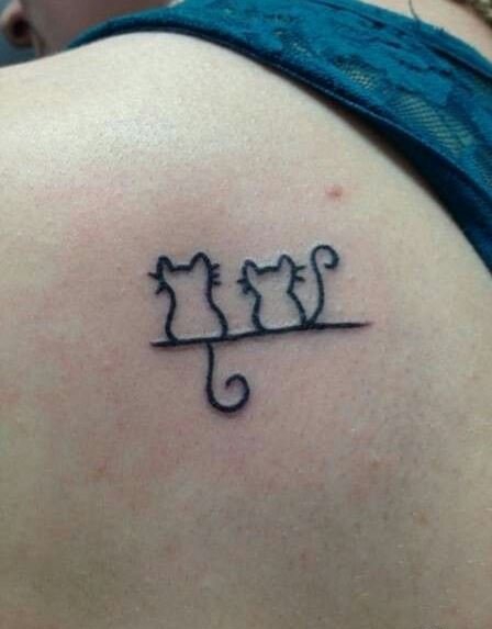 点击大图看下一张：女孩喜欢的各种萌化的宠物小清新纹身猫纹身动物图案