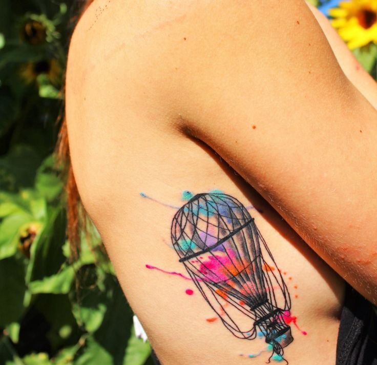 点击大图看下一张：女性性感部位上漂亮的热气球纹身图案