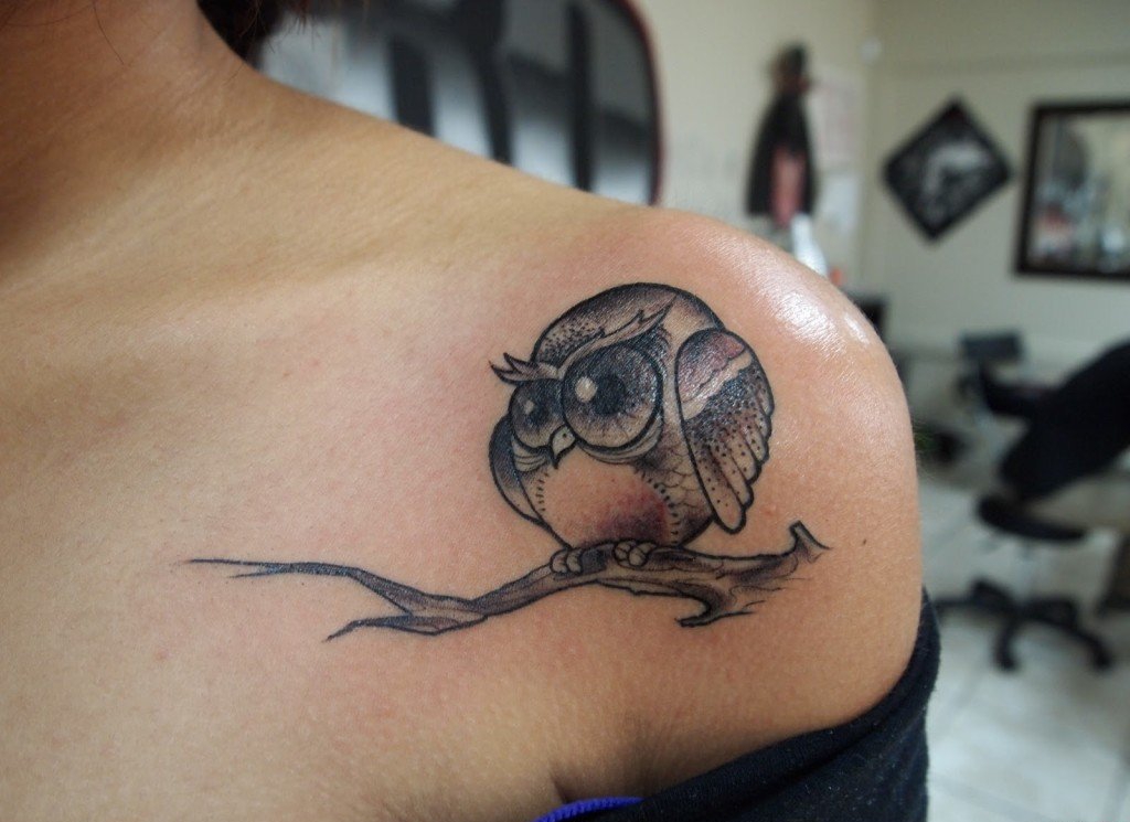 点击大图看下一张:有帅气或很萌很可爱的猫头鹰纹身图案欣赏