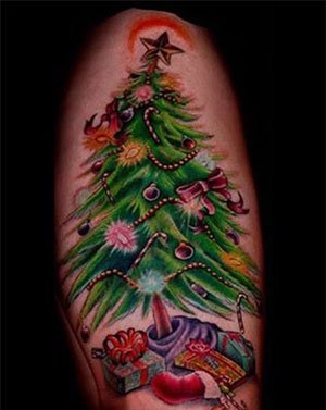 点击大图看下一张：各种漂亮的圣诞树和圣诞老人纹身图案