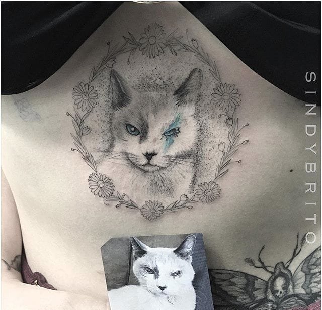 点击大图看下一张：创意线条纹身简洁动物图案纹身