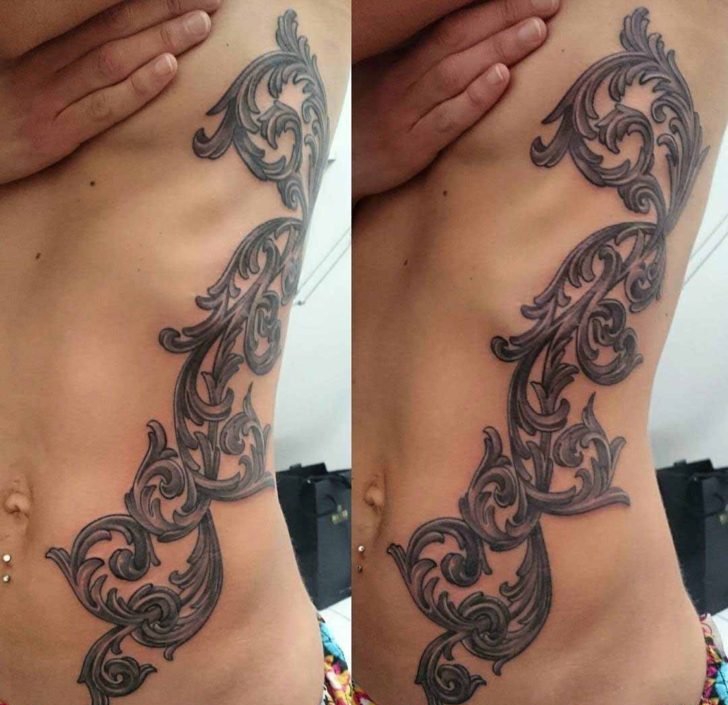 点击大图看下一张：黑灰纹身风格巴洛克纹身图案