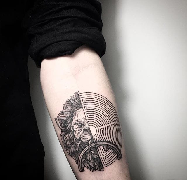 点击大图看下一张:一组个性的纹身黑白灰风格点刺纹身图案