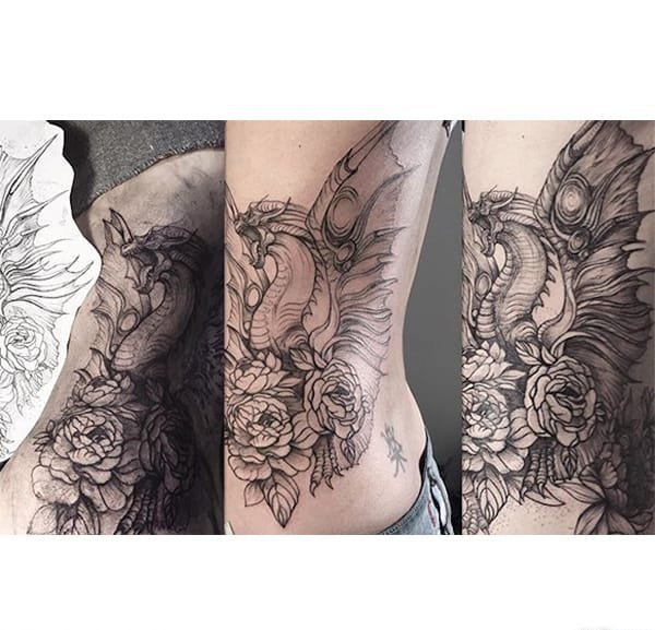 点击大图看下一张:一组个性的纹身黑白灰风格点刺纹身图案