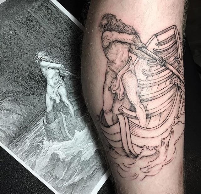 点击大图看下一张：一组个性的纹身黑白灰风格点刺纹身图案