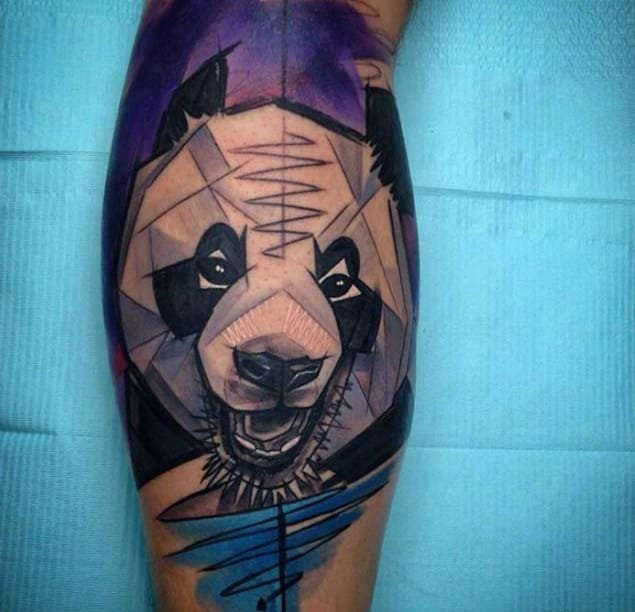 点击大图看下一张：一组既可爱又霸气的小熊猫纹身小动物纹身图案