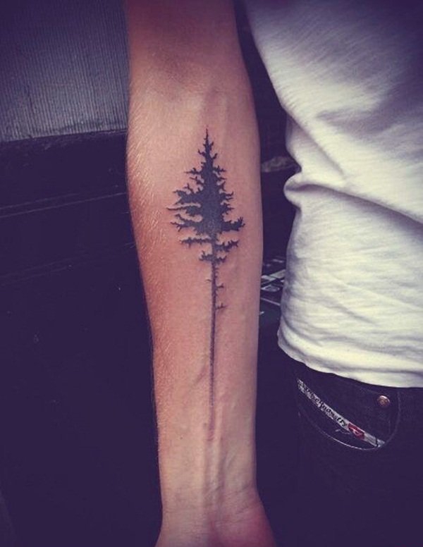 点击大图看下一张:简单个性线条纹身风景图植物纹身图案