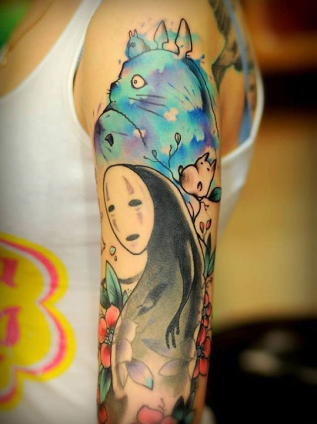 点击大图看下一张:满是童年记忆的宫崎骏动漫人物纹身图案