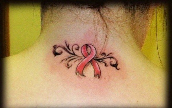 点击大图看下一张:女生后颈部性感又可爱的小清新纹身图案