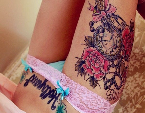 点击大图看下一张:一组多元化纹身圆形古董怀表纹身图案