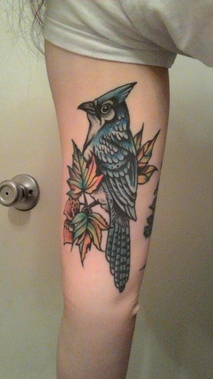 点击大图看下一张：手臂是纹身彩绘技巧植物纹身素材叶子纹身鸟纹身动物纹身图片