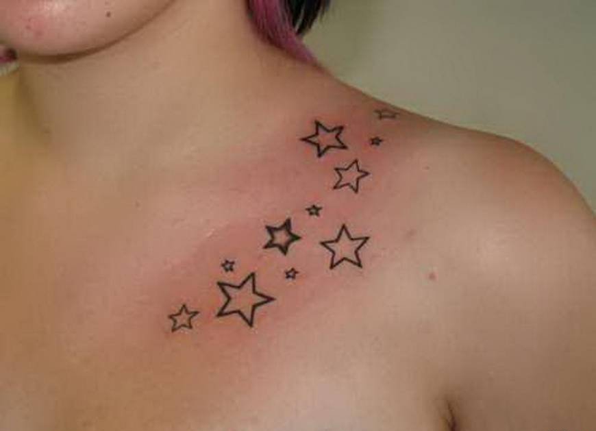 点击大图看下一张：一组女生肩部黑白风格小清新纹身图案