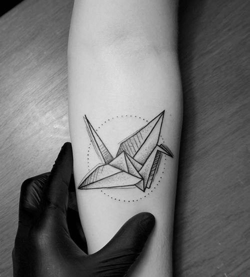 点击大图看下一张：黑白灰风格几何元素纹身小动物纹身图案