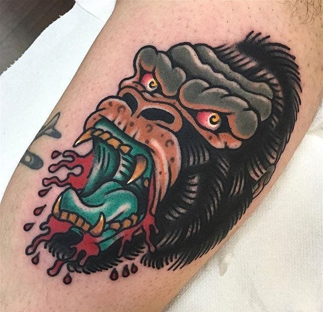 点击大图看下一张:一组充满野心的彩色渐变纹身点刺技巧纹身图案