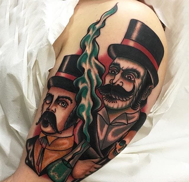 点击大图看下一张:一组充满野心的彩色渐变纹身点刺技巧纹身图案