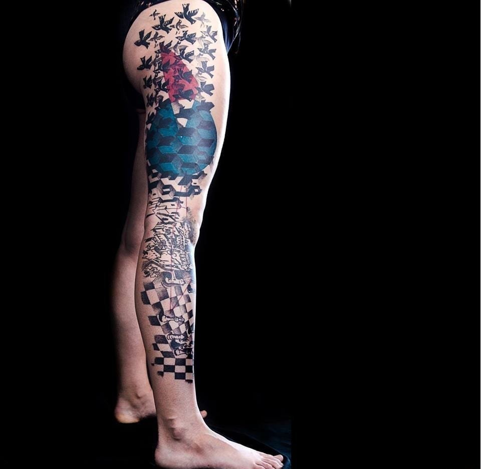 点击大图看下一张:一组简单个性线条几何元素纹身图案