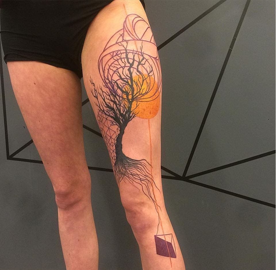 点击大图看下一张:一组简单个性线条几何元素纹身图案