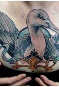 性感美女胸部好看的天鹅纹身图案