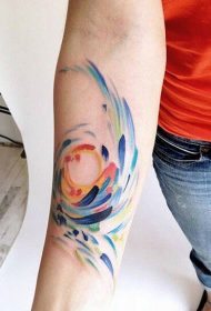 美女手臂旋风水墨图纹身图案