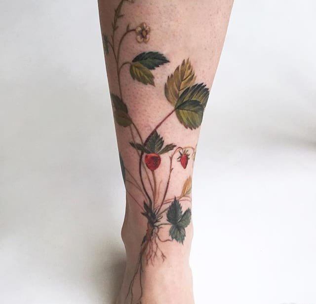 点击大图看下一张：12款植物纹身素材文艺花朵纹身小清新植物纹身图案大全